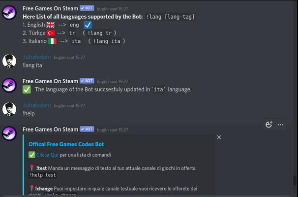 "Free Game Codes" Discord Bot now supports Italian image